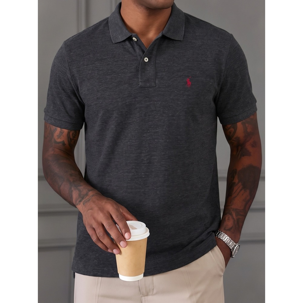 Polo Ralph Lauren Polo Shirt Mens M Charcoal Grey Classic Fit Pony Logo